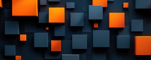 Poster - Abstract circles with dark blue and orange mobile app background