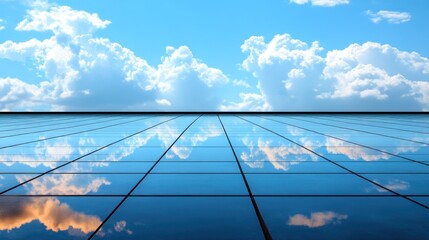 Wall Mural - A reflective floor with a blue sky and white clouds reflected in the surface.