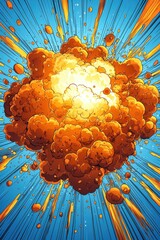 Wall Mural - Dynamic comic-style explosion in vibrant blue and orange hues