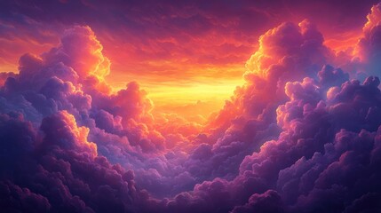 Wall Mural - a vibrant sunset with a golden light shining through the clouds.