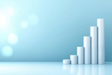 Poster - Simple white bar graph showing growth against a light blue background in a modern setting