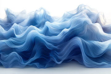 Aufkleber - Stacked flowing blue layers creating a wave-like abstract pattern,