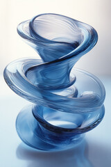 Fototapete - A modern composition of stacked blue curves, forming a layered vortex,