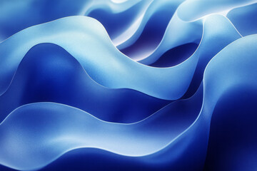 Aufkleber - Abstract blue layers with curved edges, stacked harmoniously in a fluid, organic arrangement,