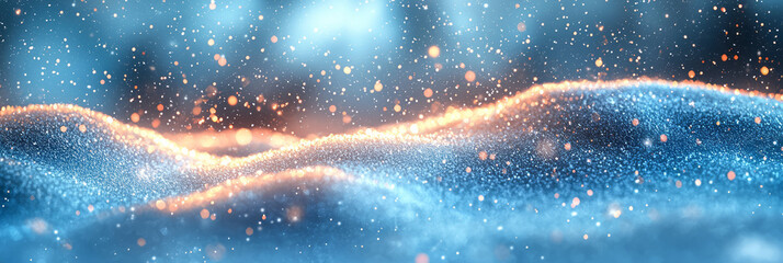 Aufkleber - Falling snow with subtle shimmering highlights, creating a serene and minimalist winter scene,