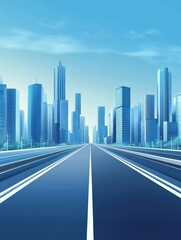 Fototapete - The vibrant smart city features sleek buildings connected through an advanced AI network, highlighting urban innovation and technology. Generative AI