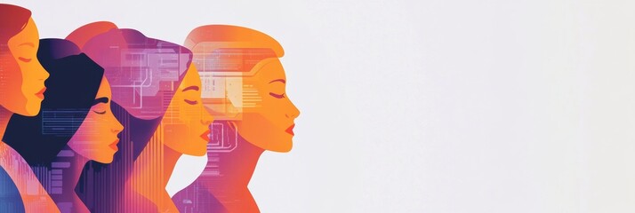 Leinwandbilder - A group of individuals engages with an abstract AI system, highlighting teamwork, creativity, and technological advancement in real-time. Generative AI
