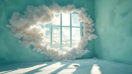 Sticker - Dreamy Cloudscape Room 3D Illustration