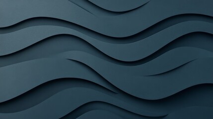 Wall Mural - Textured layers of dark blue waves create a soothing visual pattern in a modern design setting