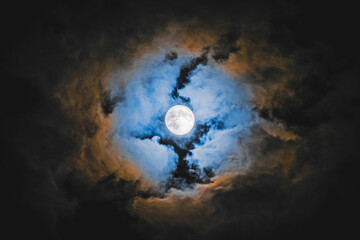 Full moon and clouds