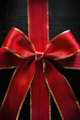 Poster - A simple yet elegant design featuring a bright red and gold bow against a dark, black background