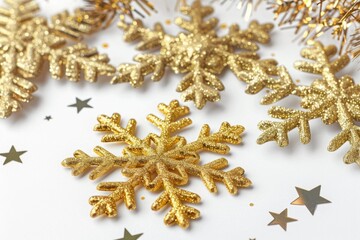 Poster - A detailed view of a single snowflake on a flat surface, perfect for winter or holiday-themed projects