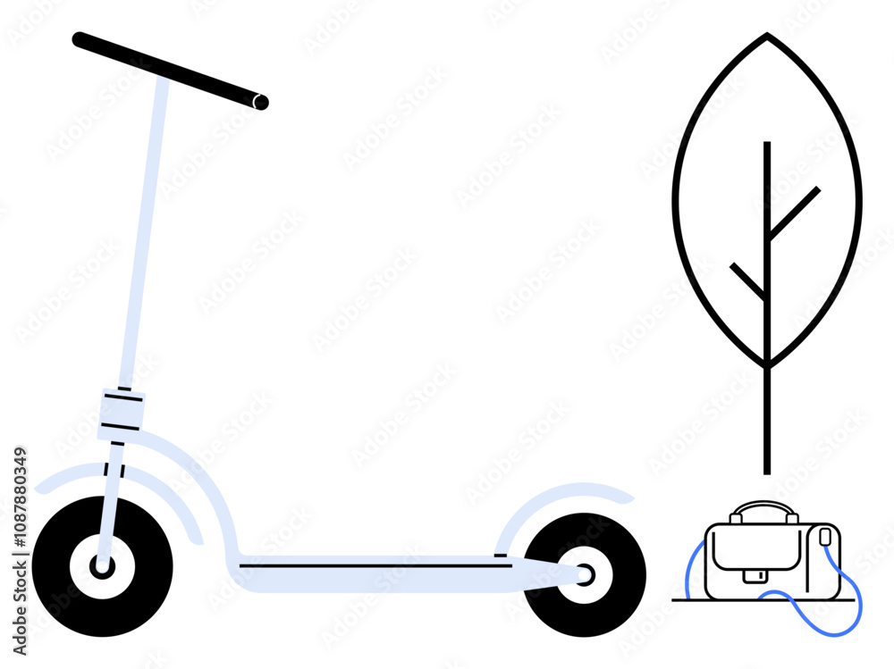Mobility Drawing Color:green Electric scooter plugged into a charging station beside a simple line ...
