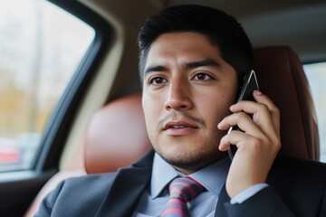 Poster - A person seated in a vehicle speaking on a handheld device