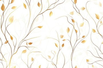Poster - A beautiful design featuring a white background with scattered golden leaves, perfect for decorating or adding a touch of elegance to any room