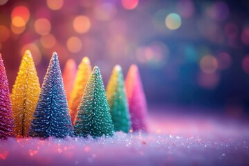 Poster - Group of Christmas trees on snowy ground, ideal for winter or holiday theme