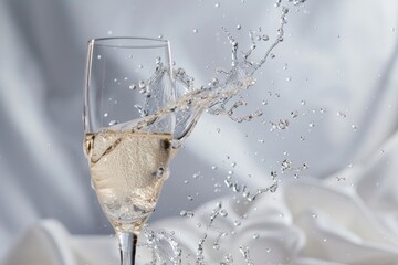 Poster - A glass of champagne with water splashing out of it, great for celebrations and toasts