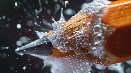 Aufkleber - A close-up shot of a pencil with water droplets on its surface