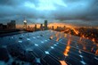 © Ева Поликарпова - A solar panel installed on a rooftop with a cityscape view