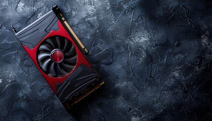 Aufkleber - Computer graphics card on gray textured background, space for text