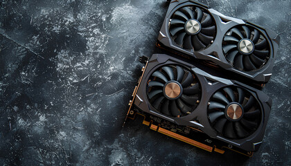 Aufkleber - Computer graphics card on gray textured background, space for text