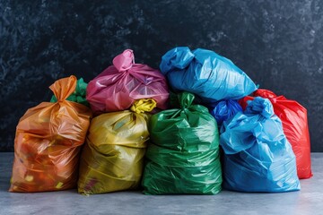 Poster - Trash and waste accumulated on a surface, potentially with recyclables and non-recyclables