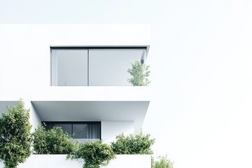 Poster - A white building with lush greenery covering its exterior walls, possibly an office or residential complex
