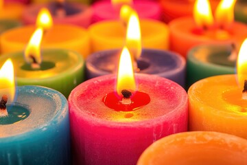 Poster - A close-up shot of a group of colorful candles