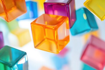Poster - A group of colorful cubes suspended in mid-air