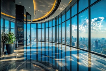 Wall Mural - Aerial view of a city from a high-rise building, great for urban planning or architecture projects