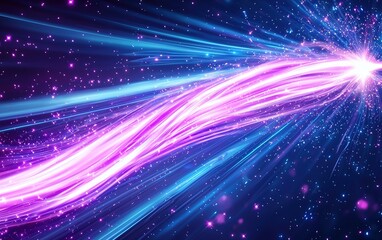 Poster - Bright and colorful light trails creating a dynamic abstract pattern in deep space