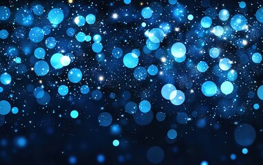Poster - Bright blue bokeh effects create a magical atmosphere in a night sky setting filled with stars
