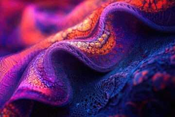 Poster - Close up of vibrant purple and orange fabric texture, great for design or craft projects