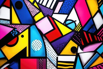 Poster - A detailed view of a vibrant painting featuring a unique design, perfect for use in editorial or advertising contexts