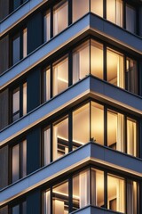 Poster - Nighttime skyscraper with numerous illuminated windows