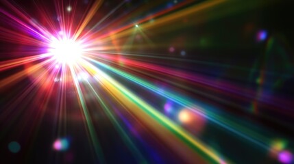 Poster - A single bright light shining brightly on a black background