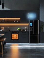 Aufkleber - A well-designed kitchen showcases smart appliances and stylish cabinets in a sleek, modern layout ideal for cooking and entertaining. Generative AI