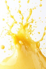 Poster - A vibrant splash of orange juice on a white surface