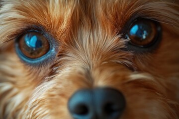 Poster - A close-up shot of a dog's face featuring bright blue eyes