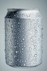 Poster - A close-up view of a can of soda with water droplets on it