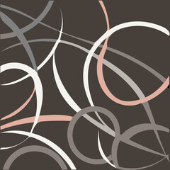 Fototapete - Abstract Graphic Art. A colorful, abstract design with flowing lines and curves against a dark brown background.