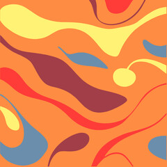 Fototapete - Abstract Colorful Shapes on Orange Background