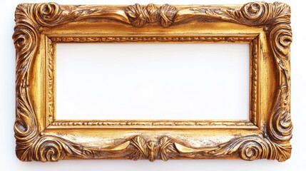 Aufkleber - A gold picture frame sits on a white wall, perfect for decorating any room with style