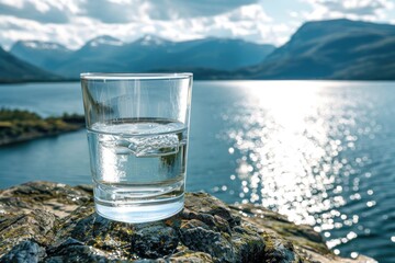 Poster - A glass of water sitting on top of a rock