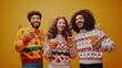 © Khmel - Friends celebrate with drinks in festive sweaters at a gathering