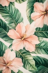 Poster - A bouquet of pink flowers surrounded by lush green leaves