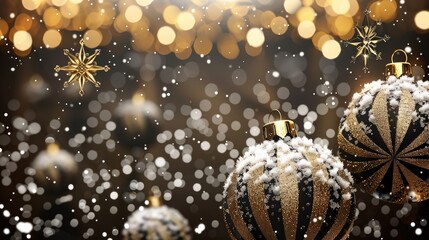 Poster - Group of Christmas ornaments covered in snow, perfect for winter or holiday themed projects