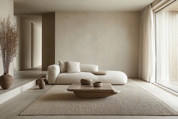 Poster - A cozy living room with a couch and coffee table