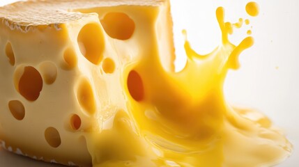 Poster - A piece of cheese with melted cheese on top, suitable for food or design use