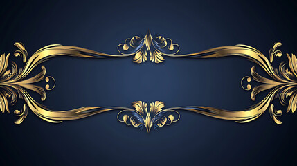 A dark blue banner for an advertising card or presentation with gold decoration